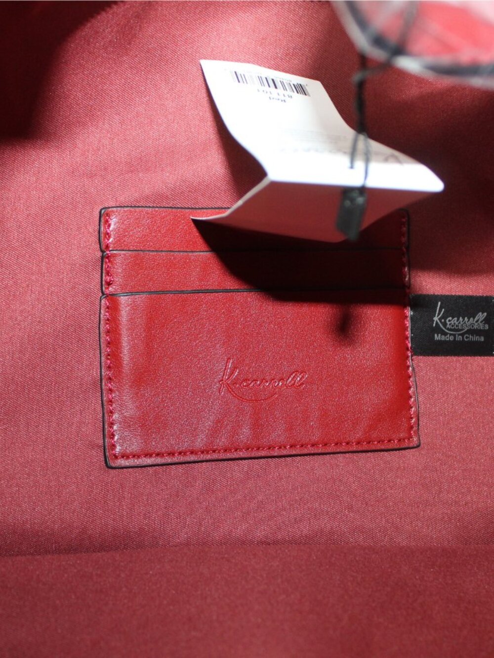 K. Carroll red vegan leather Brit hobo bag large adjustable strap - Picture 6 of 7